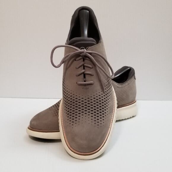 Cole Haan Men 2.ZeroGrand Lined Laser Wingtip Oxford Gray Leather Sz 8.5M C23814 main image 8